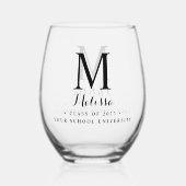 Modern Afstuderen Eenvoudig Aangepast Monogram Afs Wijnglas Zonder Voet (Achterkant)