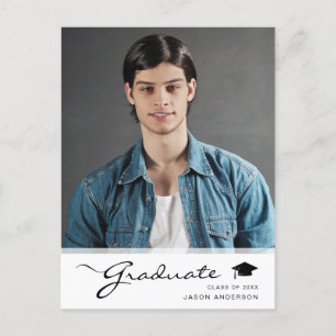 Modern Afstuderen elegant script Foto Trendy 1 Briefkaart