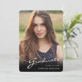 Modern Afstuderen elegant script | Foto van Trendy Aankondiging (Staand voorkant)