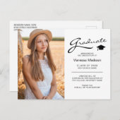 Modern Afstuderen elegant script | Foto van Trendy Briefkaart (Voorkant / Achterkant)