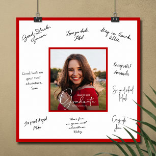 Modern Afstuderen Foto Handtekening Scarlet Poster
