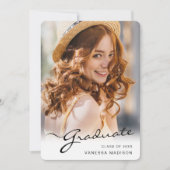 Modern Afstuderen | Foto van Elegant Script Trendy Aankondiging (Voorkant)