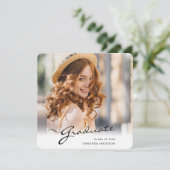 Modern Afstuderen | Foto van Elegant Script Trendy Aankondiging (Staand voorkant)