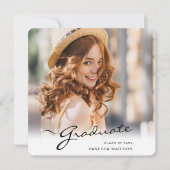 Modern Afstuderen | Foto van Elegant Script Trendy Aankondiging (Voorkant)