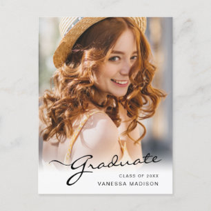 Modern Afstuderen Foto van Elegant Script Trendy Briefkaart