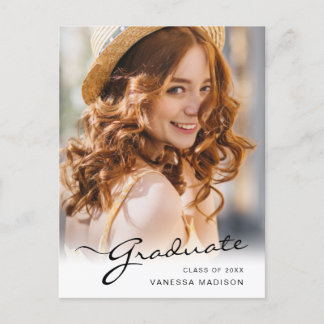 Modern Afstuderen | Foto van Elegant Script Trendy Briefkaart