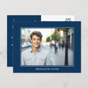 Modern Afstuderen Fotoaankondiging - Navy Blue Briefkaart