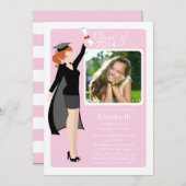 Modern Afstuderen Girl Photo Graduation Party nodi Kaart (Voorkant / Achterkant)