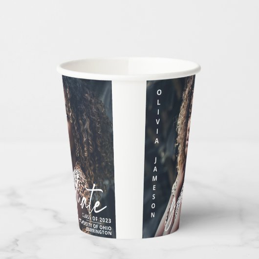 Modern Afstuderen handgeschreven script | Foto Papieren Bekers (Links)