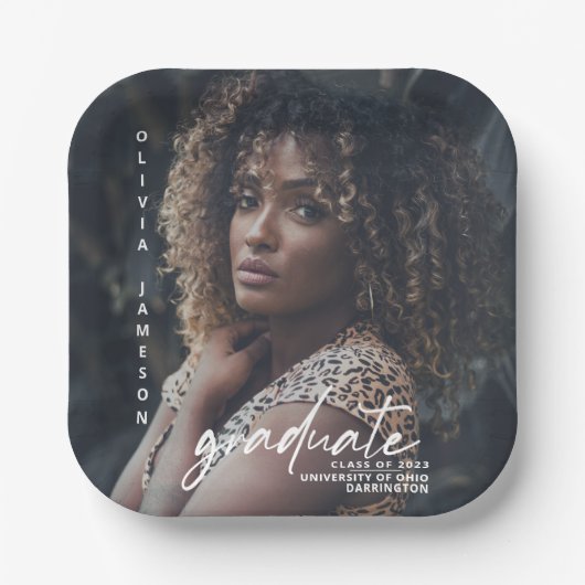 Modern Afstuderen handgeschreven script | Foto Papieren Bordje (Voorkant)