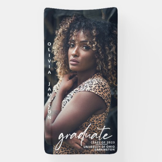 Modern Afstuderen handgeschreven script | Foto Spandoek (Verticaal)