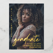 Modern Afstuderen handgeschreven script | Fotobekl Folie Uitnodiging Briefkaart (Voorkant)