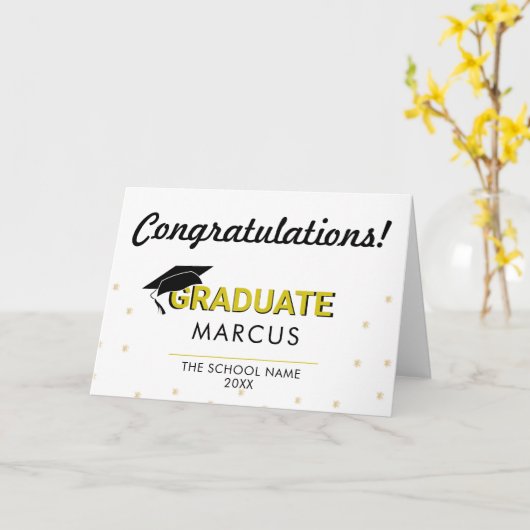 Modern Afstuderen het Afstuderen van Gefeliciteerd Kaart (Gele Bloem)