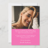 Modern Afstuderen Hot Pink Photo Afstuderen Bedankkaart (Achterkant)