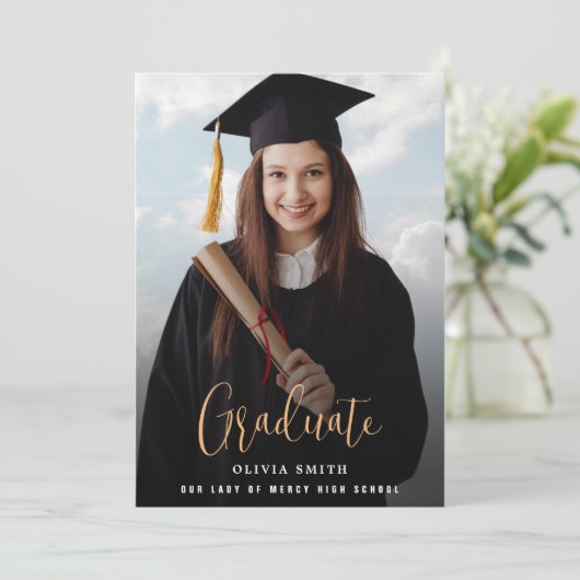 Modern Afstuderen Invitation met memory afbeelding Kaart (Staand voorkant)