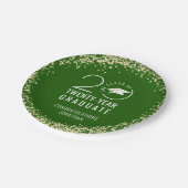 Modern Afstuderen Klasse Jaar Groen Goud Confetti Papieren Bordje (Gekanteld)