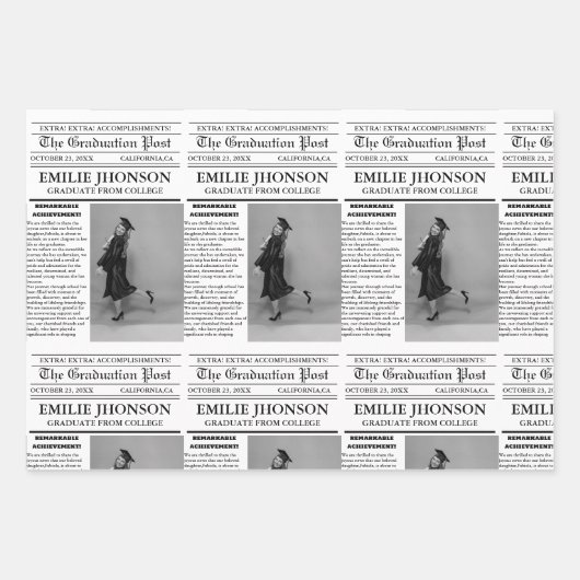 Modern Afstuderen Krant College / University Inpakpapier Vel (Voorkant 3)