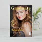 Modern Afstuderen Magazine Hoesje Afstuderen Gold Folie Uitnodiging (Staand Voorkant)