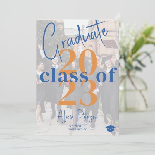 Modern afstuderen manuscript 2 foto's afstuderen aankondiging (Staand voorkant)