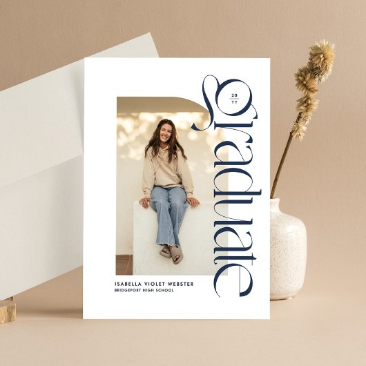 Modern afstuderen marineblauw foto afstuderen kaart