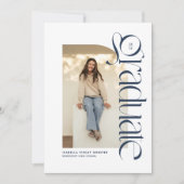 Modern afstuderen marineblauw foto afstuderen kaart (Voorkant)