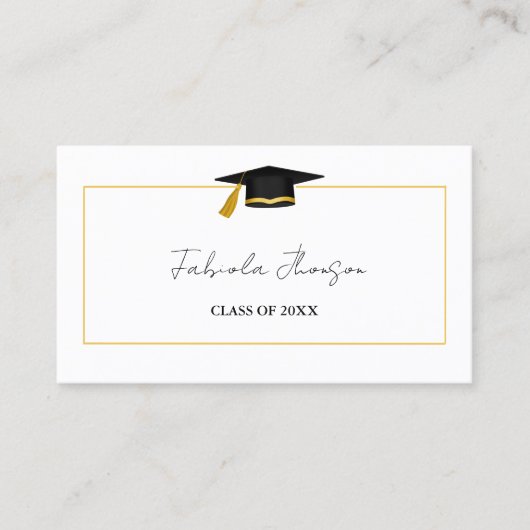 Modern Afstuderen Naam Kaart Invoegen Goud Lijst Contactkaartje (Voorkant)