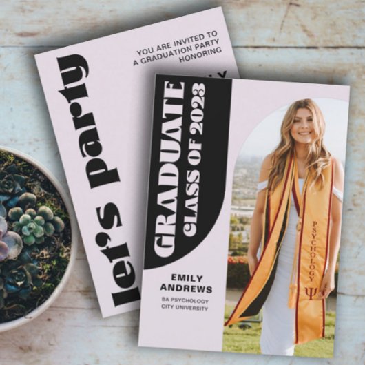 Modern Afstuderen Paarse Arch & Foto Afstudeerder  Kaart