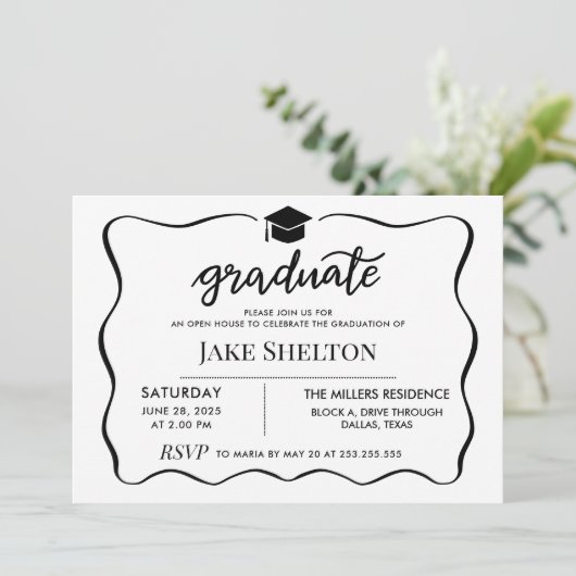 Modern Afstuderen Pet Open Huis Afstuderen Kaart (Staand voorkant)