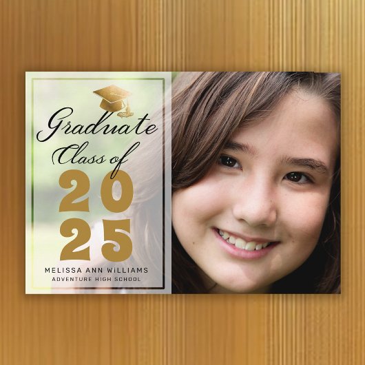 Modern Afstuderen Photo Gold Black Script 2025 Aankondiging