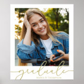Modern Afstuderen Photo Minimalist Gold Script Poster (Voorkant)