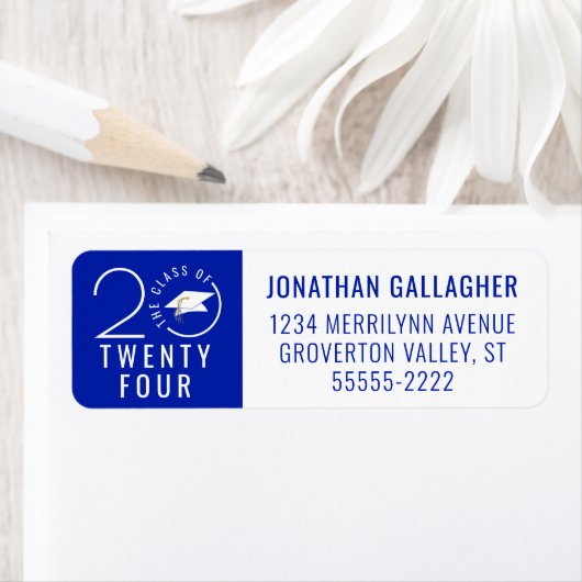 Modern Afstuderen Royal Blue Klasse Jaar Etiket (Insitu)