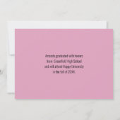 Modern Afstuderen Roze Glitter Foto Afstuderen Aankondiging (Achterkant)