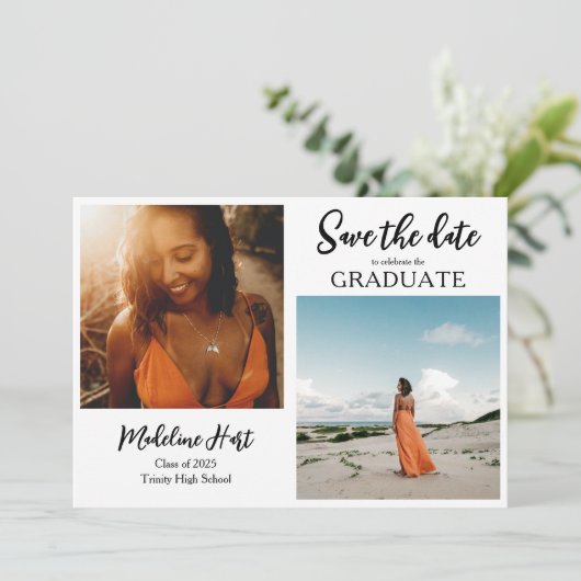 Modern Afstuderen | Save the date | Scriptfoto Aankondiging (Staand voorkant)