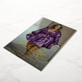 Modern Afstuderen Script 2 foto's Graduation Party Folie Uitnodiging (Gedraaid)