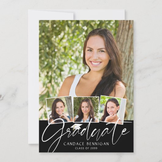 Modern Afstuderen Script 5 foto's zwart wit Aankondiging (Voorkant)