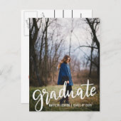 Modern Afstuderen script | De datum-foto opslaan Aankondigingskaart (Voorkant / Achterkant)