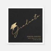 Modern Afstuderen Script Pet Zwart Goud Servet (Voorkant)