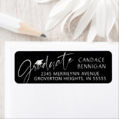 Modern Afstuderen Script Zwart Wit Pet Etiket (Insitu)