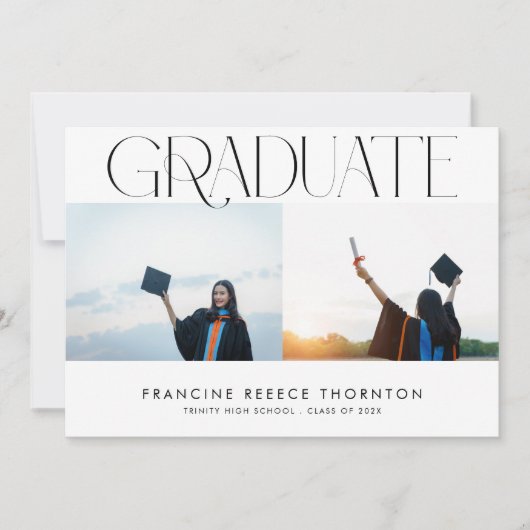 Modern Afstuderen tekst High School Photo Afstuder Aankondiging (Voorkant)