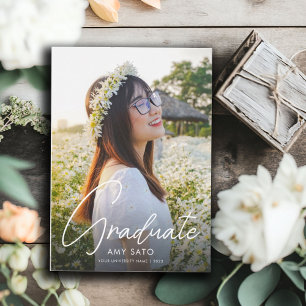 Modern Afstuderen voor foto's, wit script Kaart