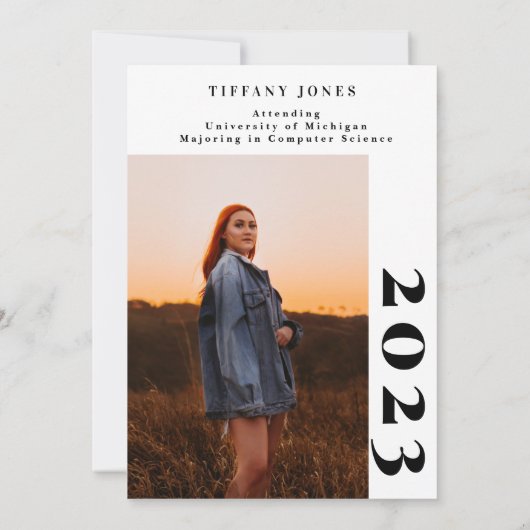 Modern Afstuderen White Script 2 Photo Afstuderen Aankondiging (Achterkant)