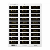Modern Afstuderen Zwart Goud Brushstroke Pet Jaar Etiket (Full Sheet)