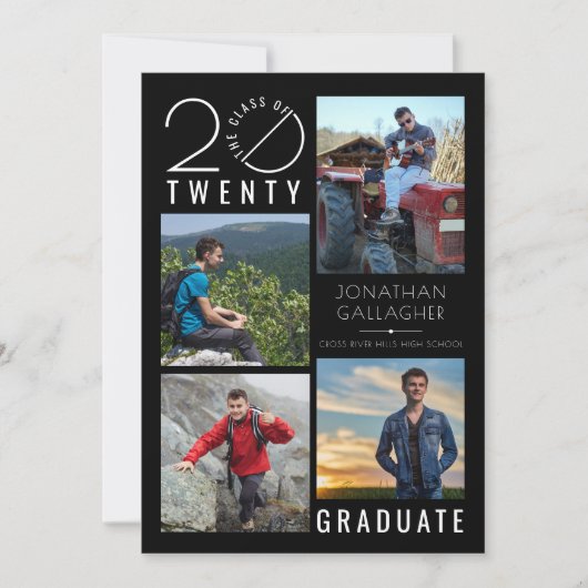 Modern Afstuderen Zwart Stylist Klasse Jaar Aankondiging (Voorkant)