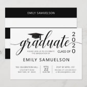 Modern Afstuderen Zwart Wit Klasse van + School Kaart (Voorkant / Achterkant)