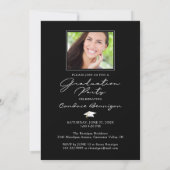 Modern Afstuderen zwart wit script 5 Foto Party Kaart (Achterkant)