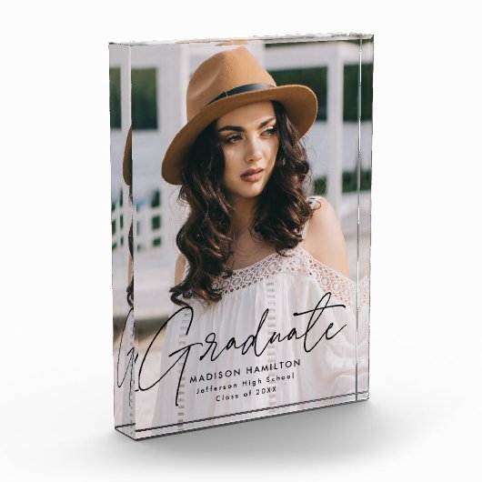 Modern Afstuderen zwart-witscript Afstuderen Fotoblokken (Links)