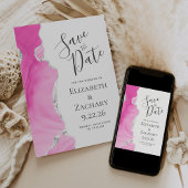 Modern Agaat Roze Zilver Save the Date Kaart
