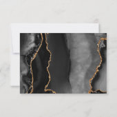 Modern Agate Black Gold Donk Wedding RSVP Kaartje (Achterkant)