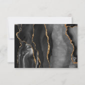 Modern Agate Frame Black Gold Wedding RSVP (Dos)