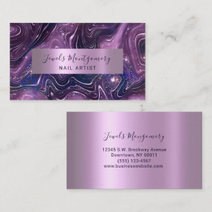 Modern Agate Glitter Lavendar Faux Folie Visitekaartje